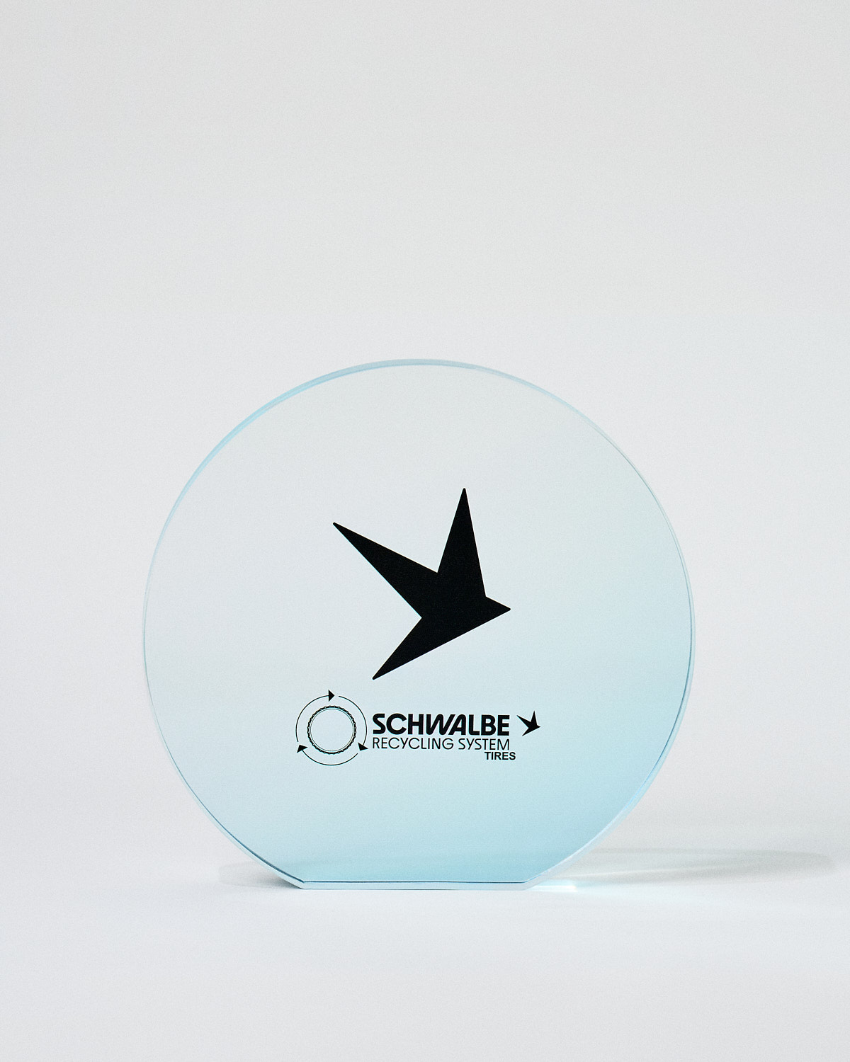 Plaque de reconnaissance en plexiglas personnalis&eacute;e VITRA SOL grande SCHWALBE Sustain Awards